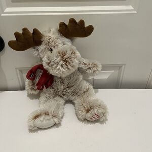 Fiesta Moose Plush Jesus Loves You Tan Brown White Fuzzy Red Scarf 14"